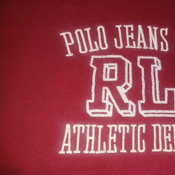 Polo Jeans Co. Men's Heavy Hooded Sweatshirt Medium Red Black White - Picture 2 of 8